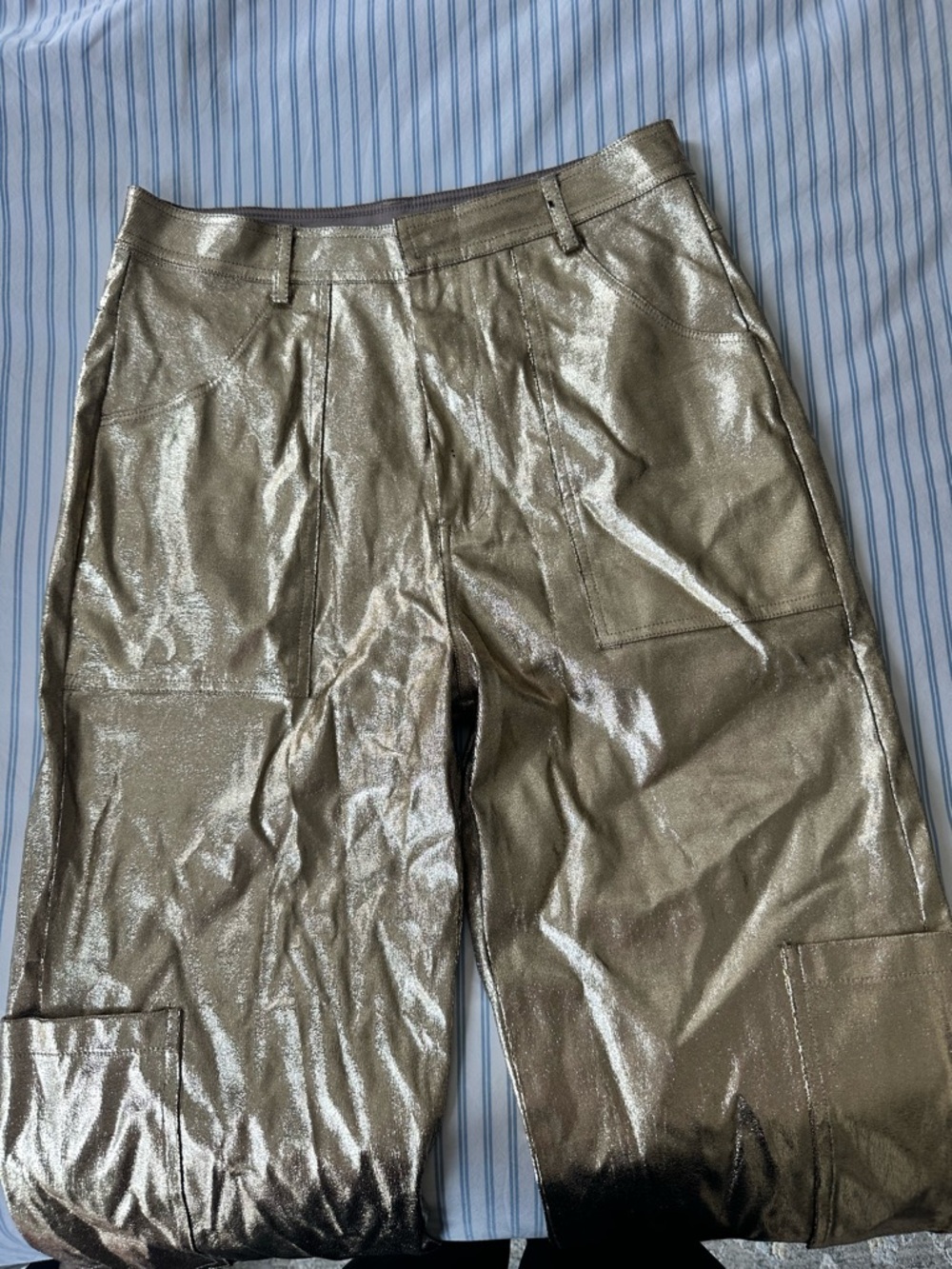 Gold Wide Leg Cargo Pants